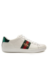 Gucci New Ace Bee Embroidered Leather Trainers