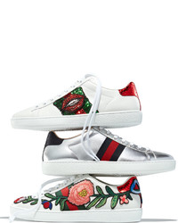 Gucci New Ace Embroidered Low Top Sneaker White