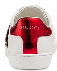 Gucci New Ace Embroidered Low Top Sneaker White