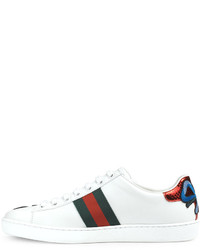 Gucci New Ace Floral Embroidered Low Top Sneaker Whitemulti