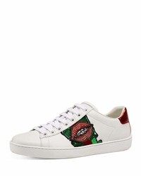Gucci New Ace Lips Low Top Sneaker White