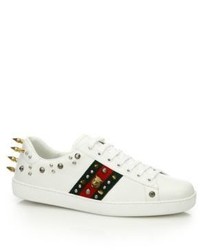 Gucci New Ace Punk Studs Low Top Leather Sneakers