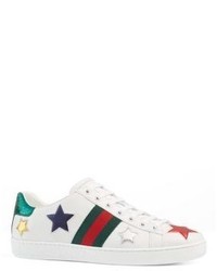 Gucci New Ace Star Leather Low Top Sneakers