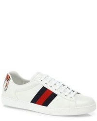 Gucci New Ace Tiger Back Leather Low Top Sneakers