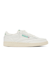 Reebok Classics Off White And Green Club C 85 Vintage Sneakers