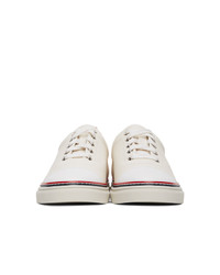 Thom Browne Off White Straight Toe Cap Sneakers