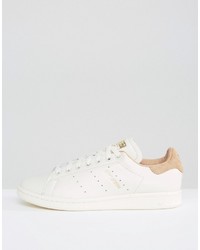 adidas Originals Off White Stan Smith Sneakers With Tan Trim