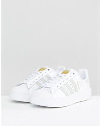 adidas Originals White And Mint Superstar Bold Sole Sneaker