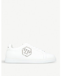 Philipp Plein Over The Top Embellished Leather Low Top Trainers