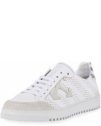Off-White Perforated Leather Suede Low Top Sneaker White