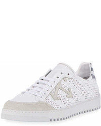 Off-White Perforated Leather Suede Low Top Sneaker White
