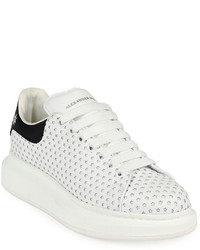 Alexander McQueen Perforated Star Leather Low Top Platform Sneaker White