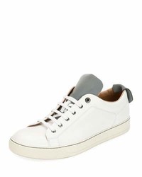 Lanvin Reflective Two Tone Leather Low Top Sneakers