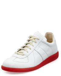 Maison Margiela Replica Leather Low Top Sneaker With Red Sole White