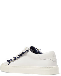 Tory Burch Ruffled Leather Sneakers White