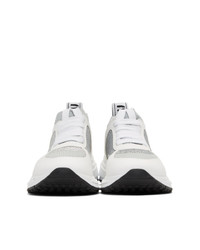 Miu Miu Silver And White Knit Sneakers