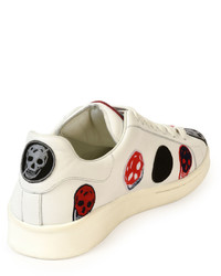 Alexander McQueen Skull Patch Leather Low Top Sneaker White