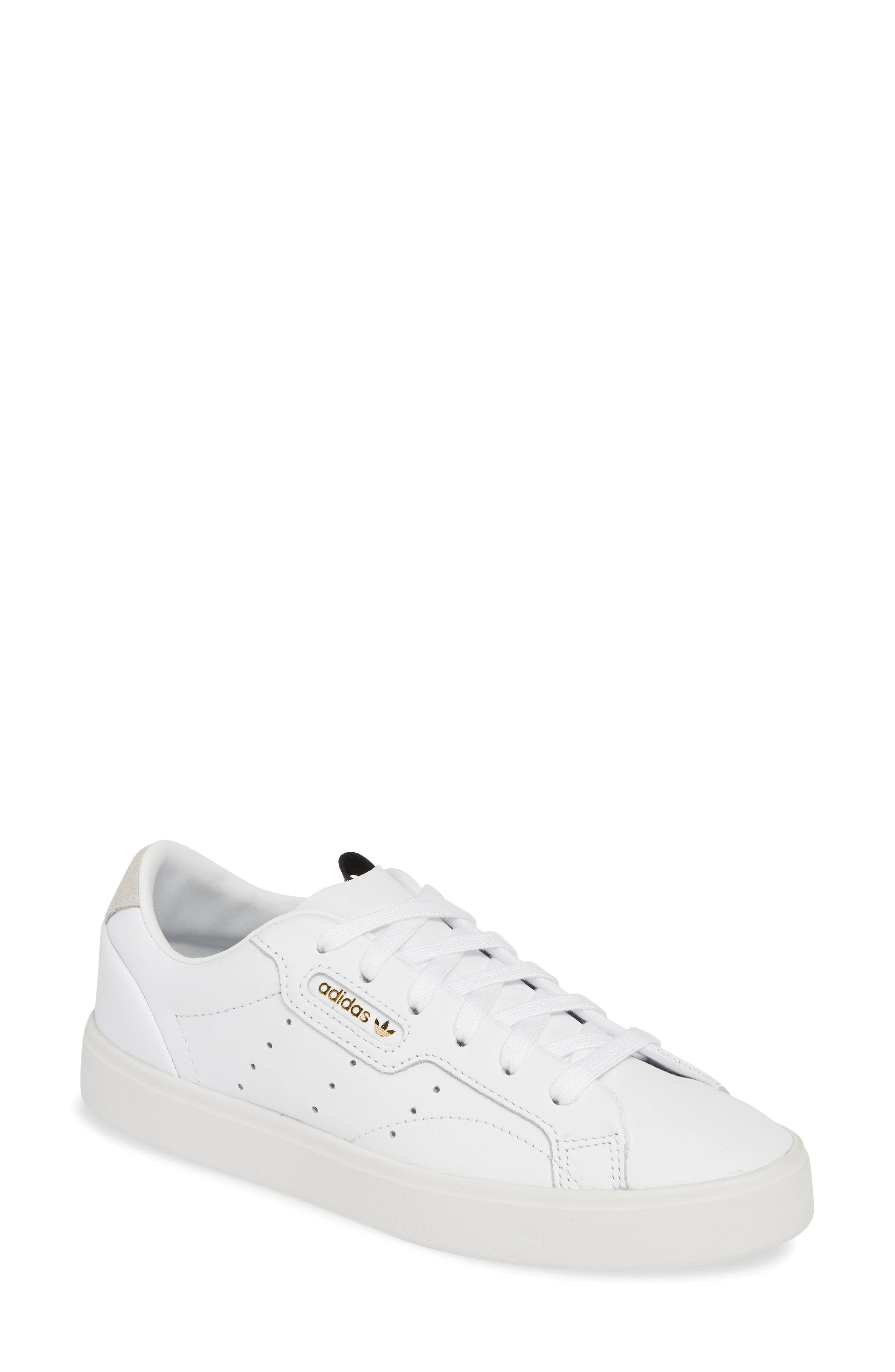 adidas sleek leather sneaker white