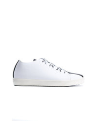 Leather Crown Stripe Panel Lace Up Sneakers