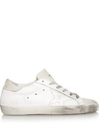 Golden Goose Deluxe Brand Super Star Distressed Suede Paneled Leather Sneakers