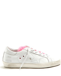 Golden Goose Deluxe Brand Super Star Low Top Fur Trimmed Leather Trainers