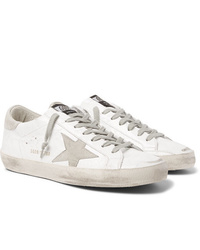 Golden Goose Superstar Distressed Patent Leather And Suede Sneakers