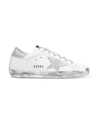 Golden Goose Deluxe Brand Superstar Glittered Distressed Leather Sneakers