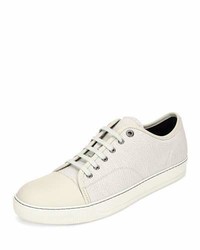 Lanvin Textured Leather Low Top Sneaker White
