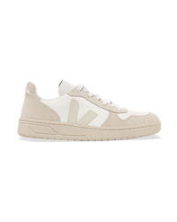 Veja V 10 Mesh Suede And Leather Sneakers