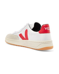 Veja V 12 Mesh Leather And Nubuck Sneakers