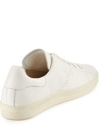 Tom Ford Warwick Grained Leather Low Top Sneakers White