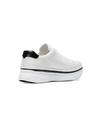 Prada White 55 Leather Flatform Sneakers
