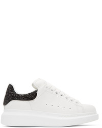 Alexander McQueen White And Black Glitter Oversized Sneakers