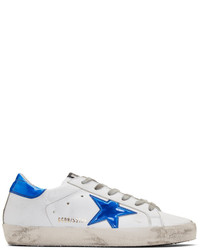 Golden Goose White And Blue Fluo Superstar Sneakers