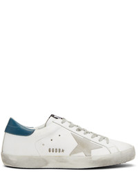 Golden Goose White And Blue Superstar Sneakers