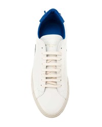 Givenchy White And Blue Urban Street Logo Applique Leather Sneakers