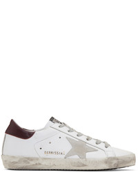 Golden Goose White And Burgundy Superstar Sneakers