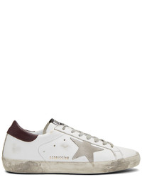 Golden Goose White And Burgundy Superstar Sneakers