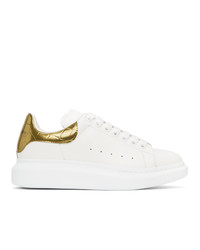 Alexander McQueen White And Gold Croc Oversized Sneakers