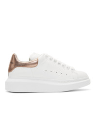 Alexander McQueen White And Gold Metallic Oversized Sneakers