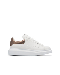 Alexander McQueen White And Gold Oversized Leather Sneakers