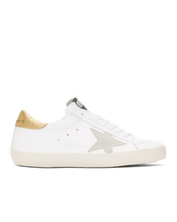 Golden Goose White And Gold Sneakers