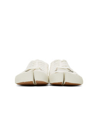 Maison Margiela White And Gold Tabi Sneakers