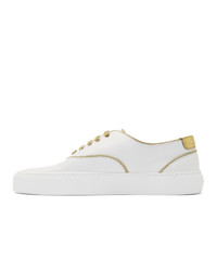 Saint Laurent White And Gold Venice Sneakers