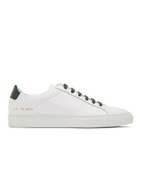 Common Projects White And Green Retro Low Glossy Sneakers