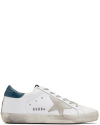 Golden Goose White And Green Superstar Sneakers