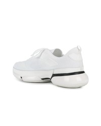 Prada White And Grey Cloudbust Leather Sneakers