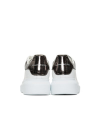 Alexander McQueen White And Grey Croc Oversized Sneakers
