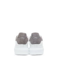 Alexander McQueen White And Grey Suede Croc Oversized Sneakers