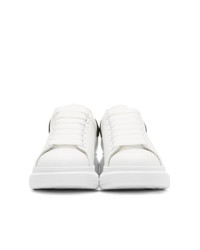 Alexander McQueen White And Gunmetal Metallic Oversized Sneakers
